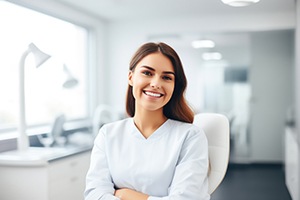 Happy, smiling dental team member