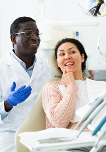 Woman smiling at the dentist