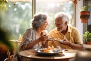 Older couple eating a meal together